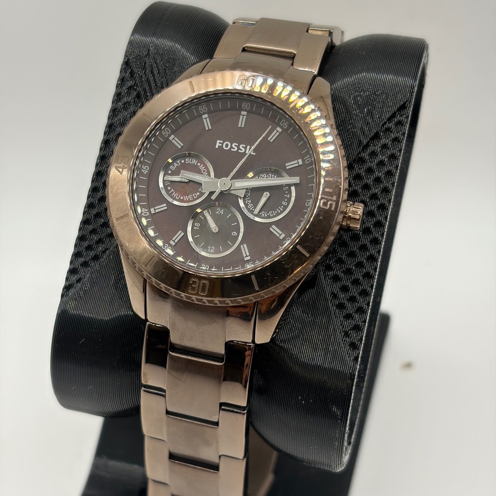 Fossil Stella Multifunction Watch‎ Women 38mm Brown Stainless ES3021 Chronograph
